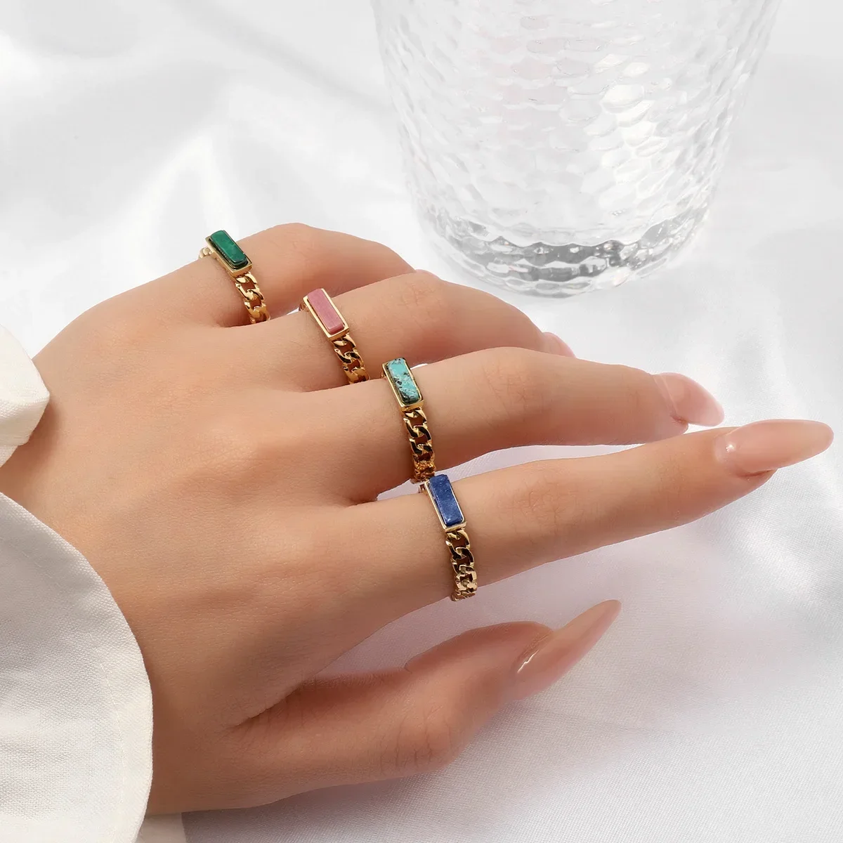 LaVixMia французское кольцо из нержавеющей стали с родохрозитом натурального камня