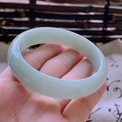 

Natural light green Burmese jade 54mm-62mm bracelet Princess jewelry bracelet as a gift for your girlfriend the best gift for yo