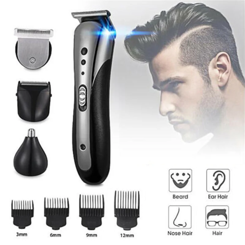 

All In1 Hair Clipper Multifunctional Set Waterproof Rechargeable Wireless Electric Shaver Beard Nose Ear Shaver Trimmer for Men
