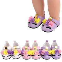 doll shoes 3 flower unicorn shoes 18 inch american og girl doll 43 cm reborn baby boy doll diy toy gift s230