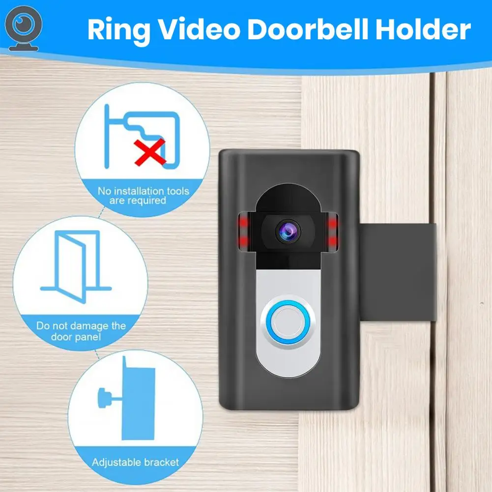 

Practical Doorbell Holder Punch-free Smooth Surface Ring Video Doorbell Door Mount Steel Doorbell Stand Home Supply