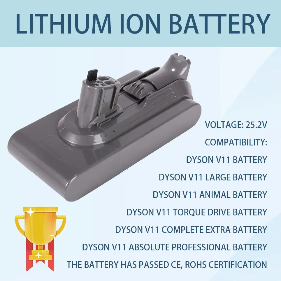 

Литий-ионный аккумулятор 25,2 в подходит только для Dyson V11 Torque Drive, V11 Animal, V11 Complete Extra, V11 Absolute Pro