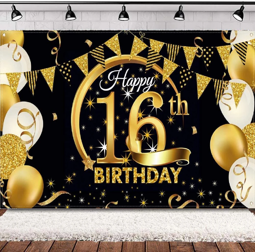 

Photography Backdrop Black Gold Sign Poster For Anniversary Photo Booth Background Banner Birthday Party Supplies Decoration