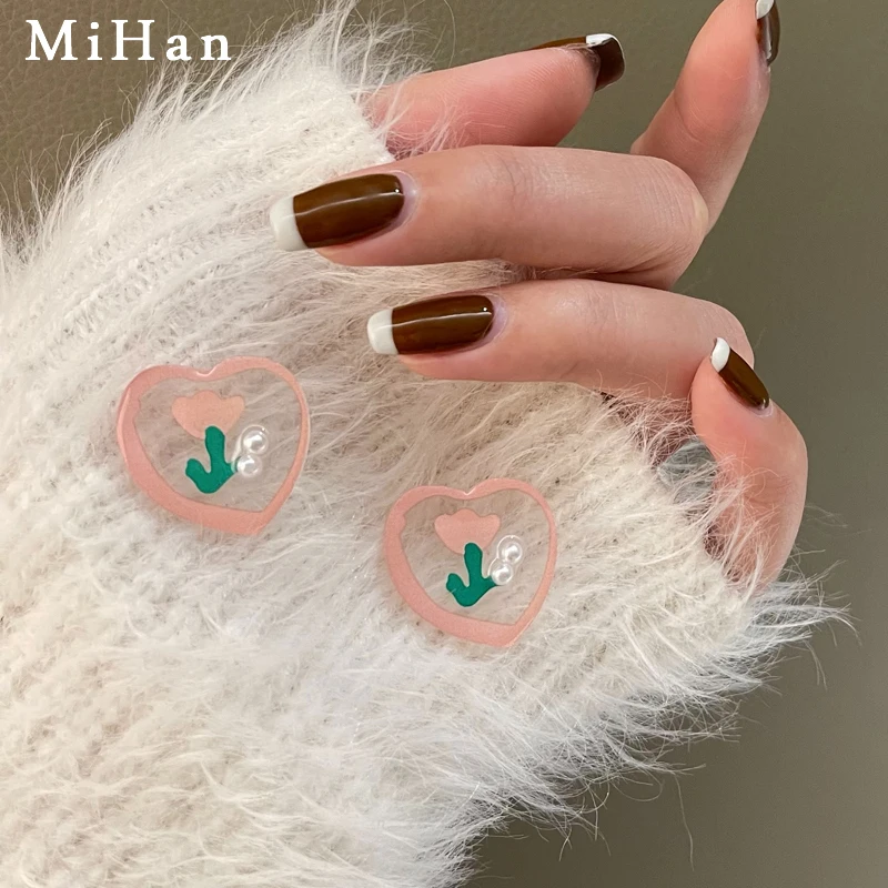 

Mihan S925 needle Fashion Jewelry Heart Earrings Pretty Design Simulated Pearl Resin Flower Earrings For Celebration Gifts