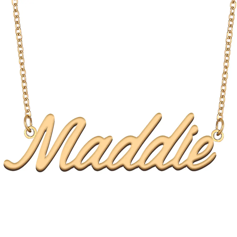 

AOLOSHOW Maddie Name Necklace Stainless Steel for Women Jewelry Gold Color Nameplate Pendant Font Letters Choker Necklaces