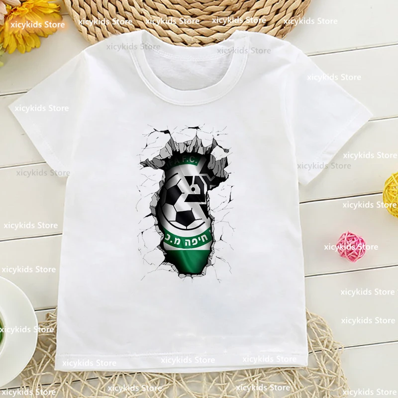 

2022 New Cute Split Maccabi Haifa T Shirt Tel Aviv Fc T-Shirt Short Sleeve T-Shirts Girls Boys Shirt Kids Clothes Tops