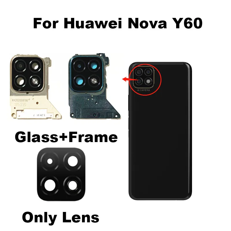 

1 шт., оригинальная новинка для Huawei Nova Y60, задняя камера, стеклянный задний объектив, клейкая наклейка, зеркальная 2021