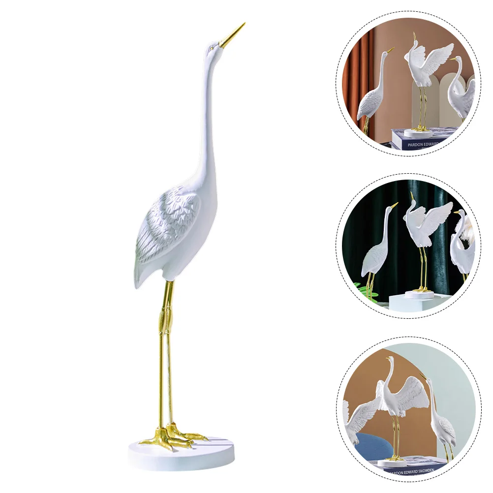 

16 PC Crane Ornament Household Red-crowned Decor Home Resin Miniature Figurines Vivid Delicate Decorations Outdoor Elegant