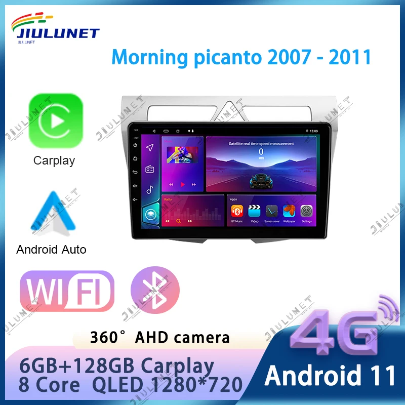 

JIULUNET 9 дюймов Android 11 Carplay мультимедиа для Kia Morning Picanto 2007-2010 автомобильное радио аудио стерео Android Авто Стерео GPS