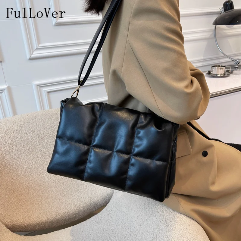 

Vintage Luxury Designer Totes Large Capacity PU Leather Crossbody Handbag Women Brand Solid Color Quilted Shoulder Messenger Bag