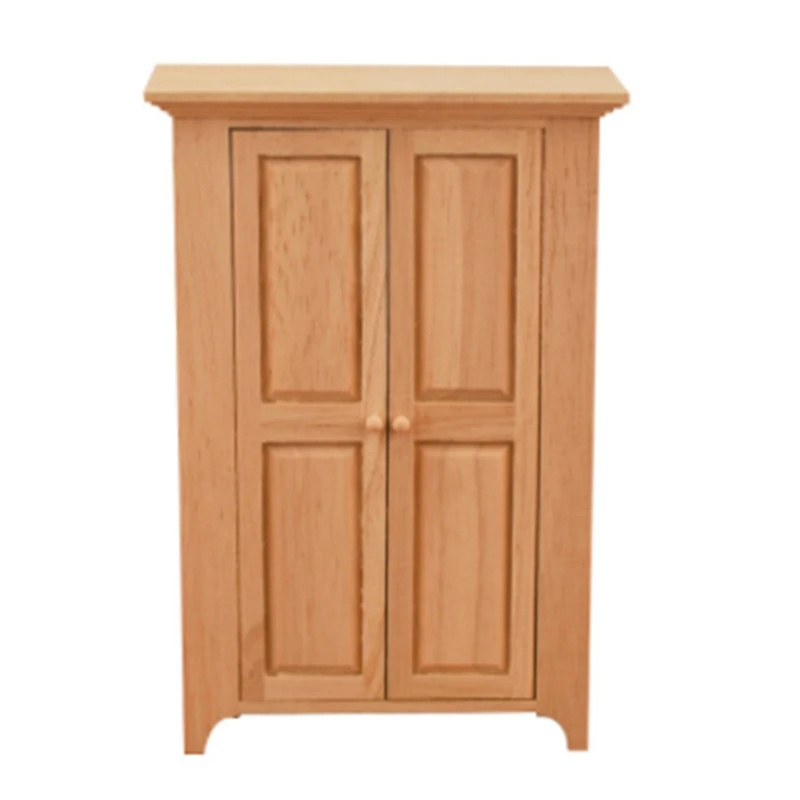 

1 Piece 1:12 Dollhouse Miniature Wood Wardrobe Model Storage Box Cabinet Furniture Accessories Decor Toys For Doll House