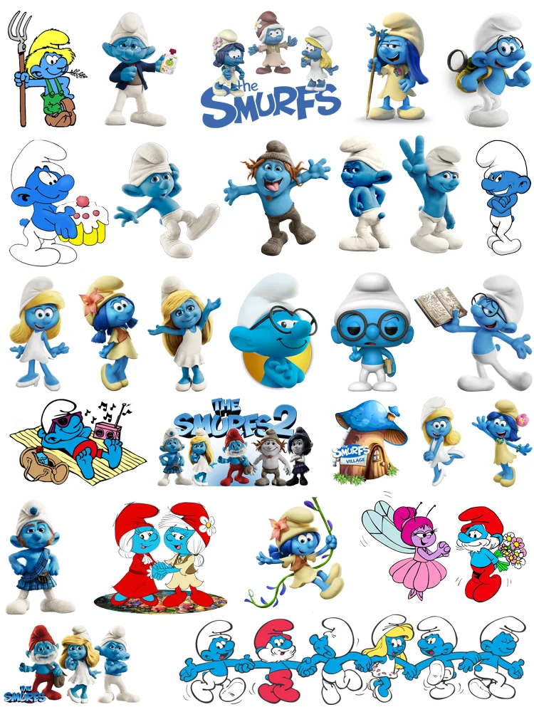 Disney The Smurfs iron on patches for clothes vinyl stickers stripes appliques heat transfer vinyl