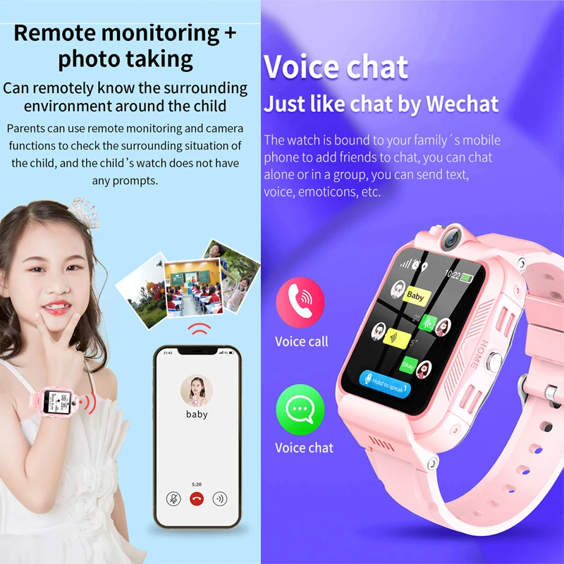 4G Детские умные часы 1 Гб + 8 Поддержка приложения GPS Смарт-часы детские двойная