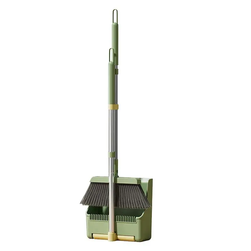 

Broom And Dustpan Comb Set Stand Up Dust Pans With 180 Degree Rotating Broom Combo Heavy Duty Adjustable Handle Broom Set For
