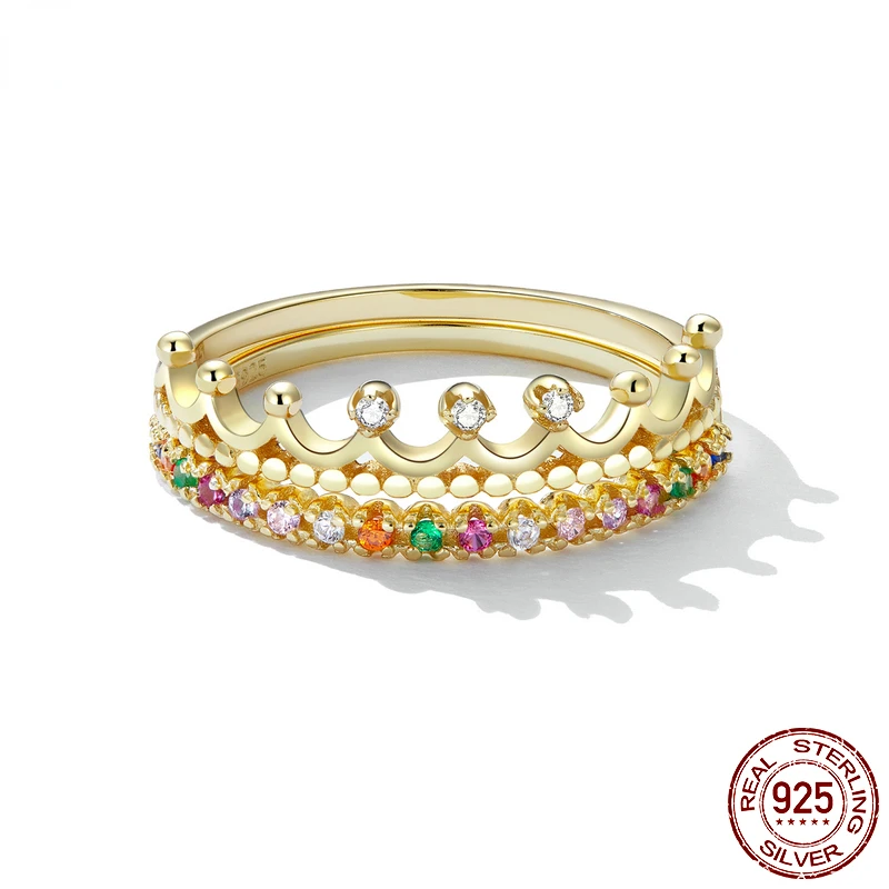

DISINIYA 925 Sterling Silver Minimalism Band 14K Gold Plated Cubic Zirconia Diamond Stackable Eternity Bands for Women VSR169