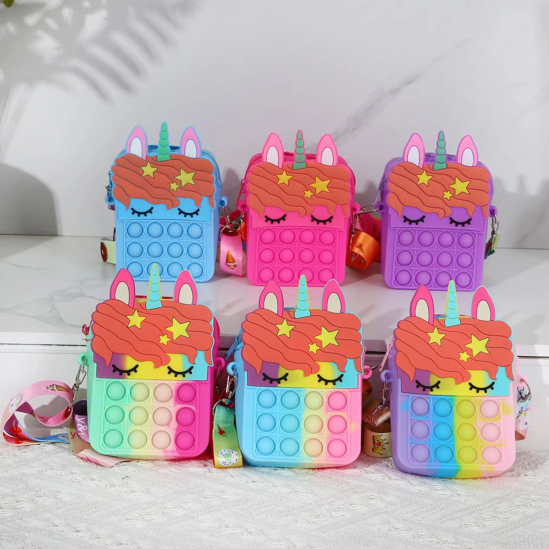 Очаровательная детская сумка через плечо с единорогом повседневная силиконовая