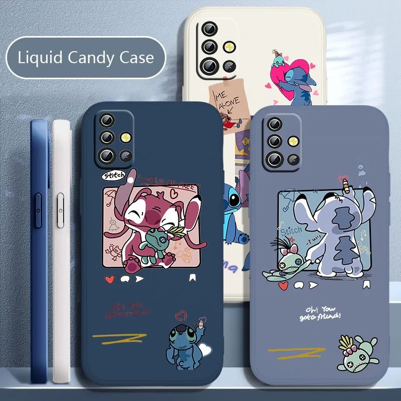 

Lilo & Stitch Disney Phone Case For OPPO Reno 7 6 SE Z Find X5 X3 X2 Neo Lite Pro Liquid Rope Silicone Funda Cover Soft Back