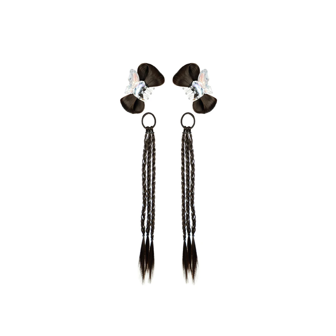 

2023 New Wig Bow Grip Cip On Hair Ring Set High Elastic Wig Woman Hair Side Natural Braided 4 Color Hose Tail Hair Piece
