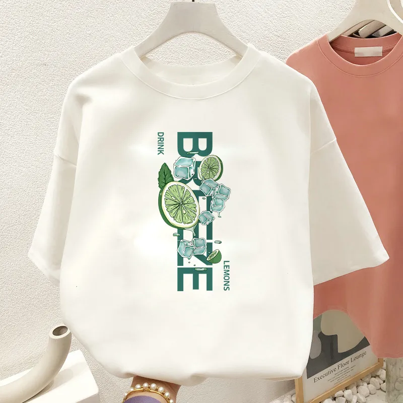 

EBAIHUI Oversized T Shirts 100% Cotton Plus Size T Shirt Summer Top Tees Letter Printed O Neck L-6XL Short Sleeve Tshirt Women