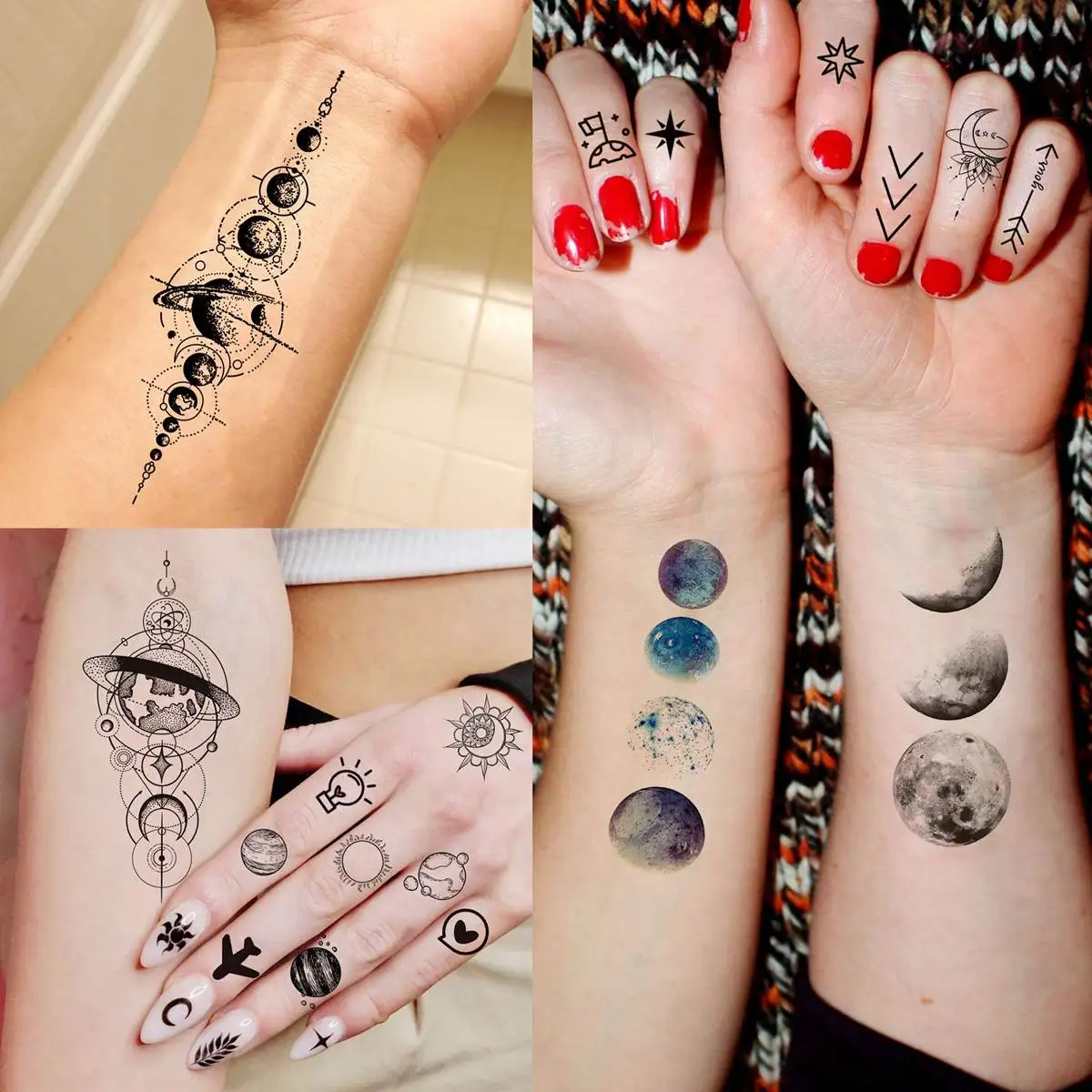 Набор космических временных татуировок для мужчин и женщин