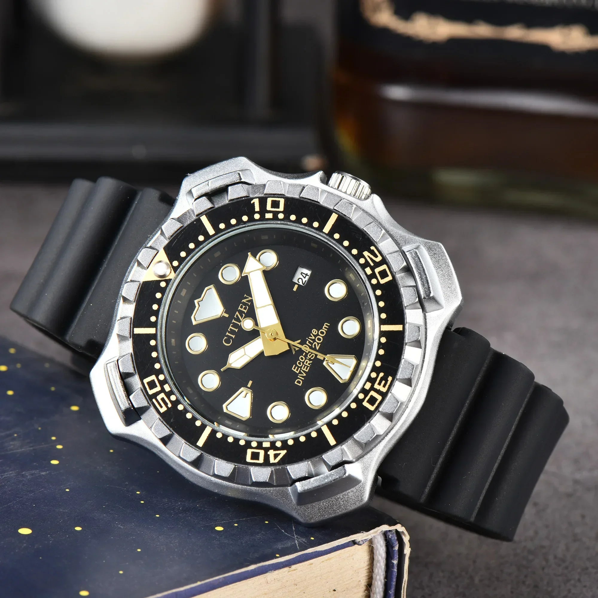 

Часы наручные мужские кварцевые, модные трендовые светящиеся водонепроницаемые многофункциональные квадратные с календарем и резиновым ремешком