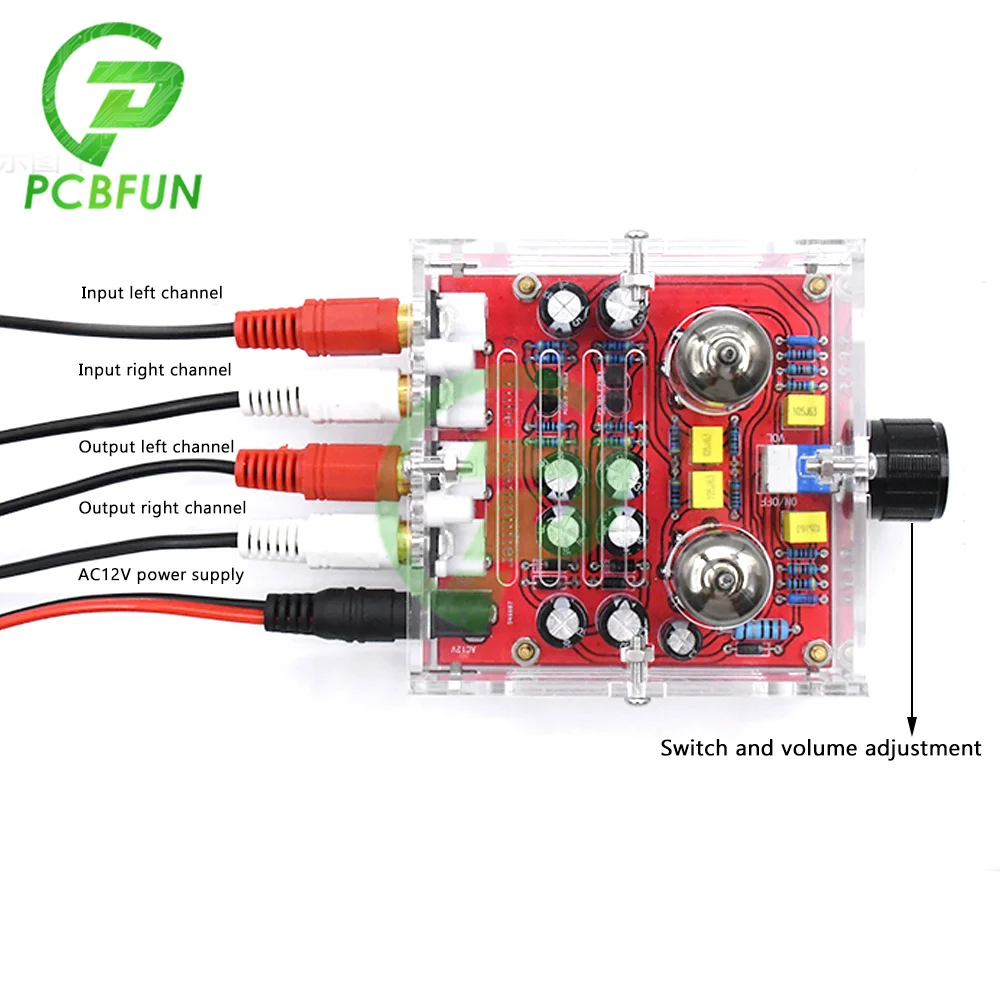 XH-A201 HIFI 6J1 Class A Bile Tube Preamplifier Amplifier Finished Power Board with Acrylic Case |