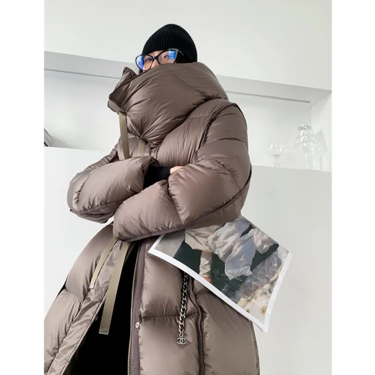 Thick Hooded Long Down Jacket Women High Quality 95% White Duck Down High Street Autumn/Winter Fashion Design Coat Women