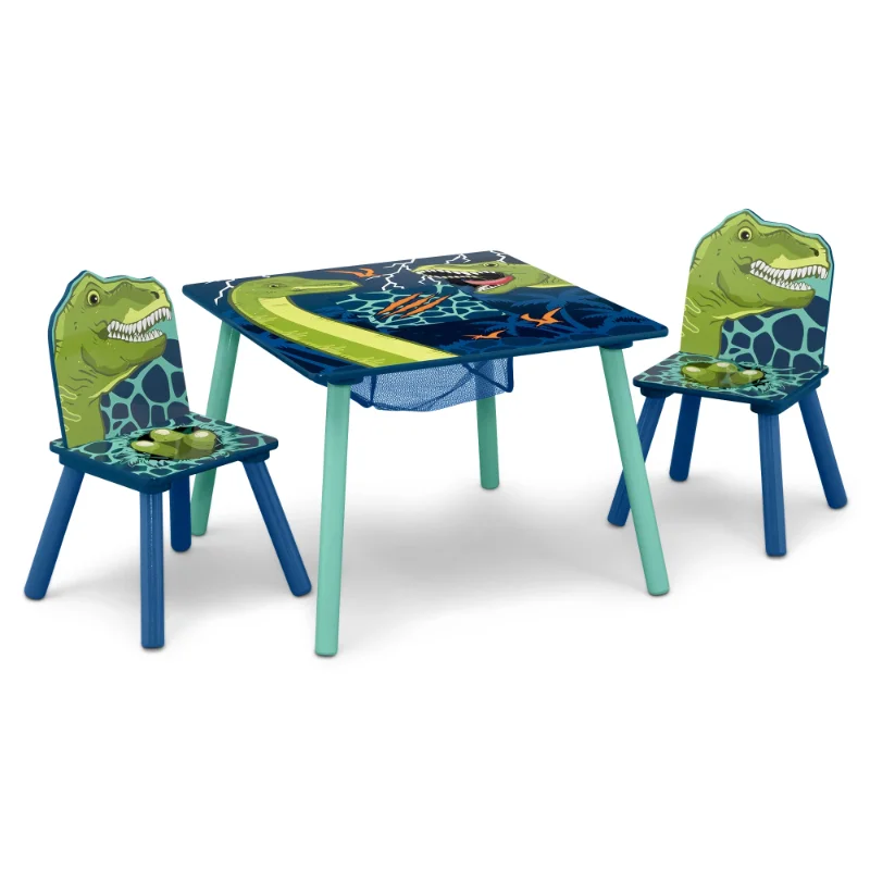 

Детский стол и стул Delta с динозаврами, набор с хранилищем (2 стула в комплекте)-сертифицировано Greenguard Gold, синий/зеленый