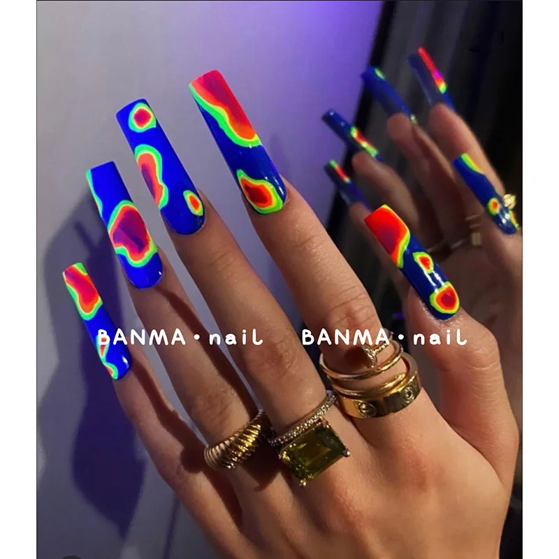 

Сделай Сам индивидуальный европейский и американский острый девушка флуоресцентная Ручная роспись Новый окрашенный ореол граффити готовый ногтевой патч усиление