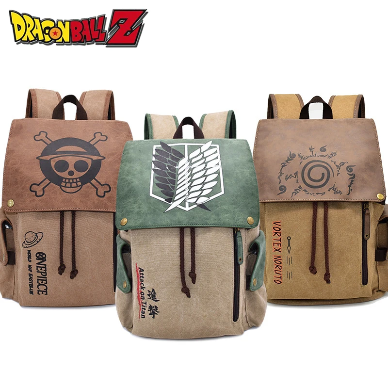 

Bandai Anime Cartoon Backpacks One Piece Waterproof and Large Capacity Laptop Computer Backpack Teens Naruto Canvas Backpack Men