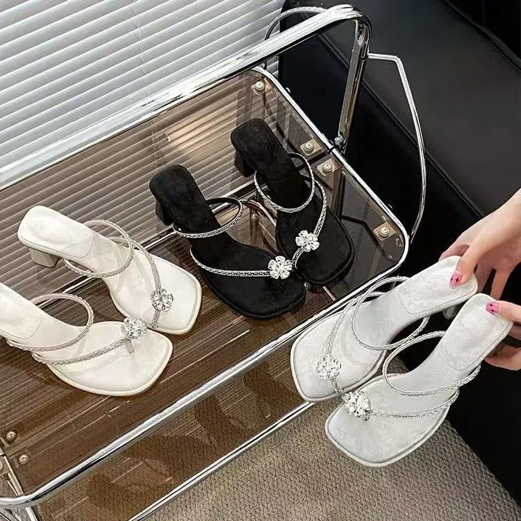 Обувь Тапочки Повседневные резиновые шлепанцы Женские средней длины Квадратный