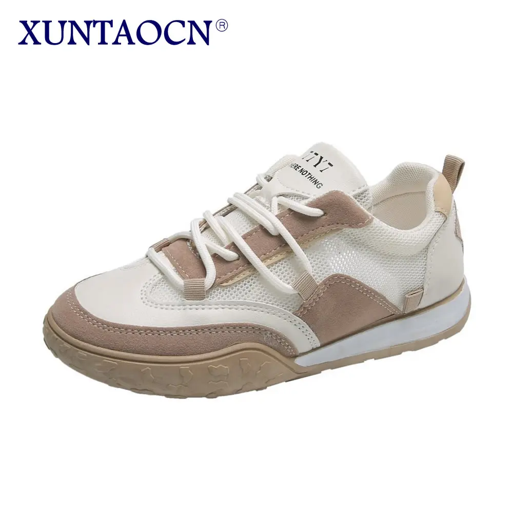 

Кроссовки женские на платформе, Повседневные Дышащие, на шнуровке, удобная спортивная обувь для прогулок, плоская подошва, белые, лето 2021