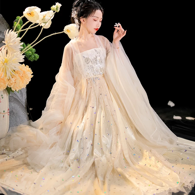 Оригинальная Женская юбка Hanfu Tang Слитная сказочная для весны и лета костюм