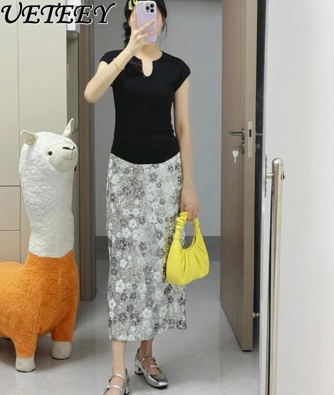 Женская юбка трапециевидной формы с цветочным принтом