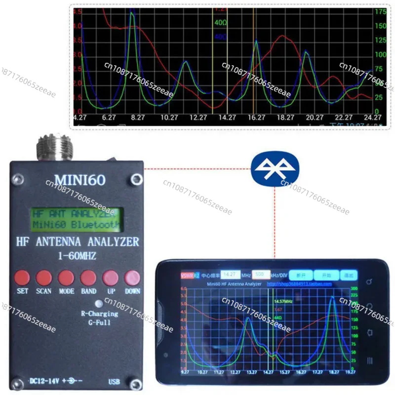 Анализатор антенны Mini60 Sark100 1-60 МГц анализатор HF ANT SWR батарея для Android APP