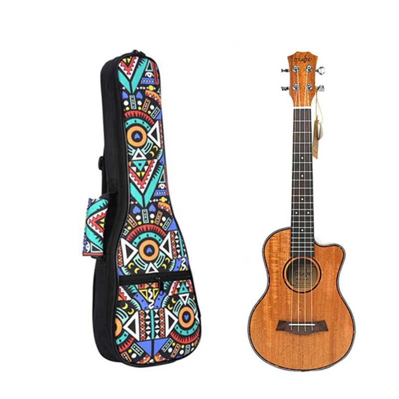 

Укулеле фольклорное с двумя ремешками, 26 дюймов, сумка для переноски, синее граффити и тенор, акустическое устройство, 4 струны для гитары