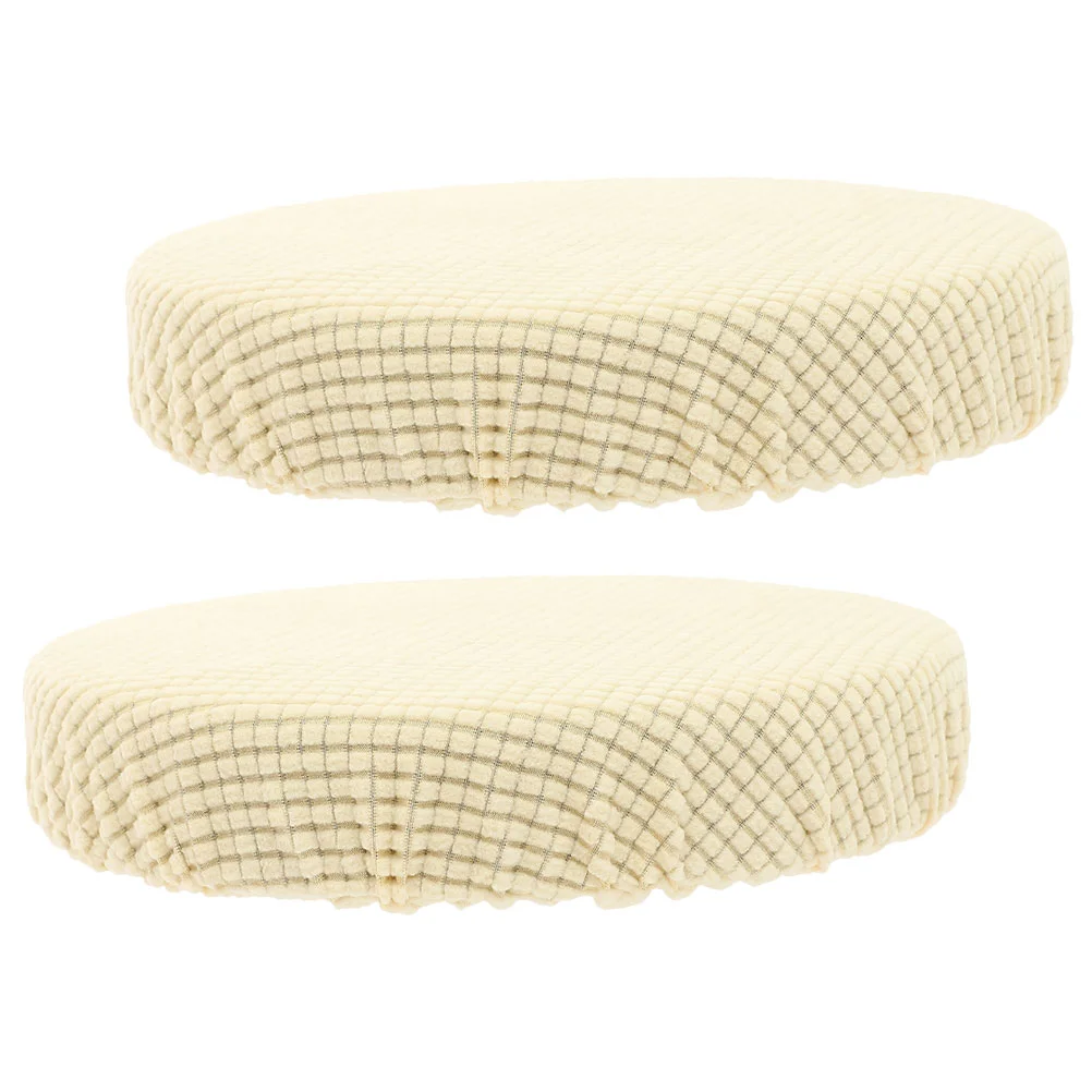 

2 Pcs Round Seat Protector Chair Cover Stretch Covers Stool Pad Decorative Cushion Slipcover Circle Elastic