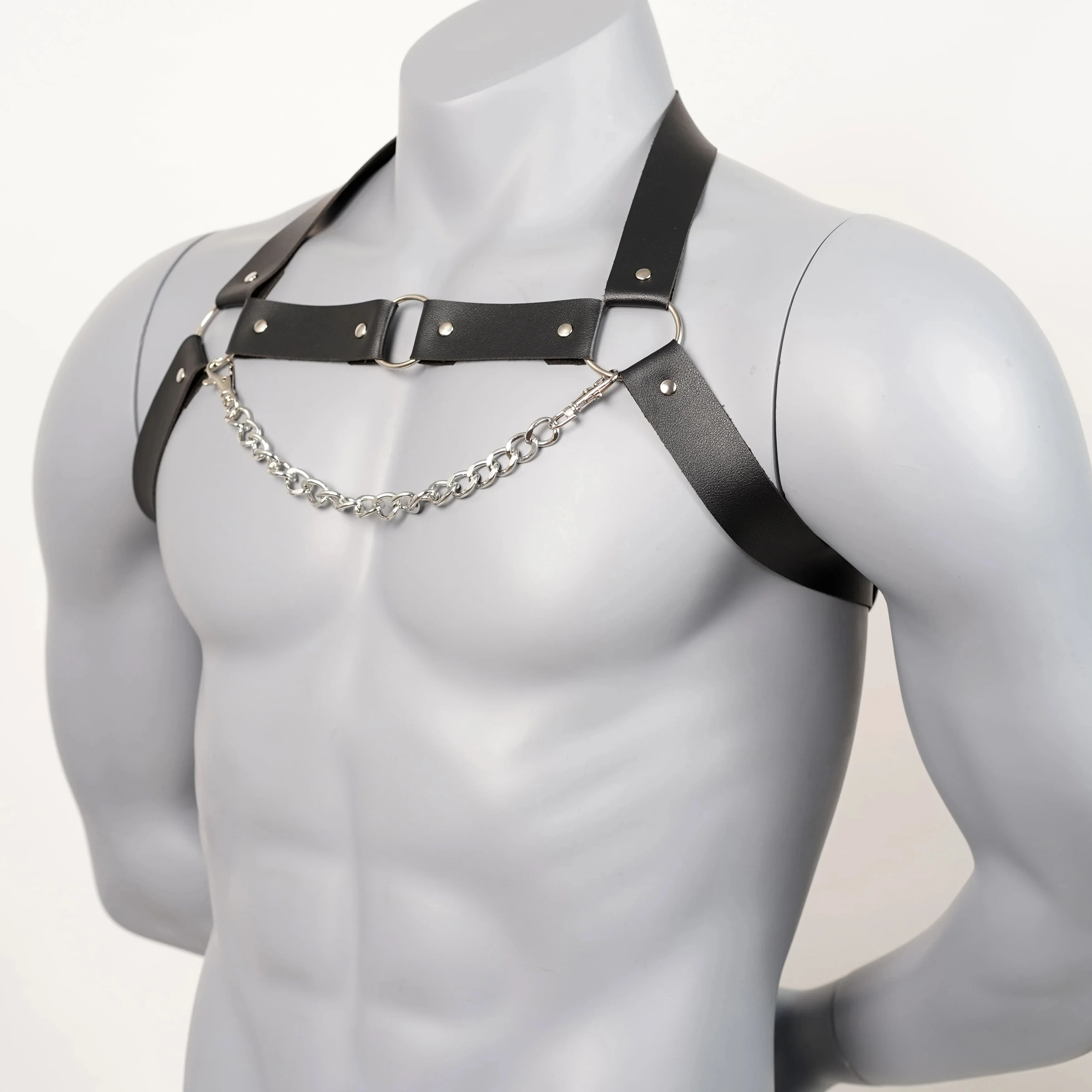 Sexy Men Leather Body Suspenders Gay Fetish Clothes Mens Lingerie Harness Bondage Sexual Chest Man BDSM Accessories