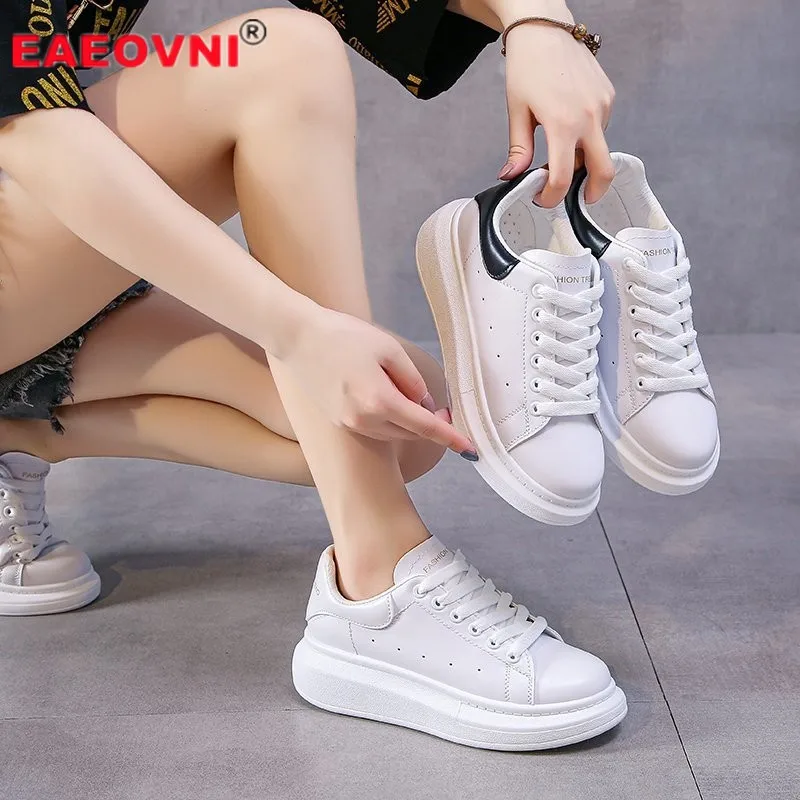 Women's Shoes White Sneakers Platform Comfortable Walking Large Size Breathable Vulcanized |