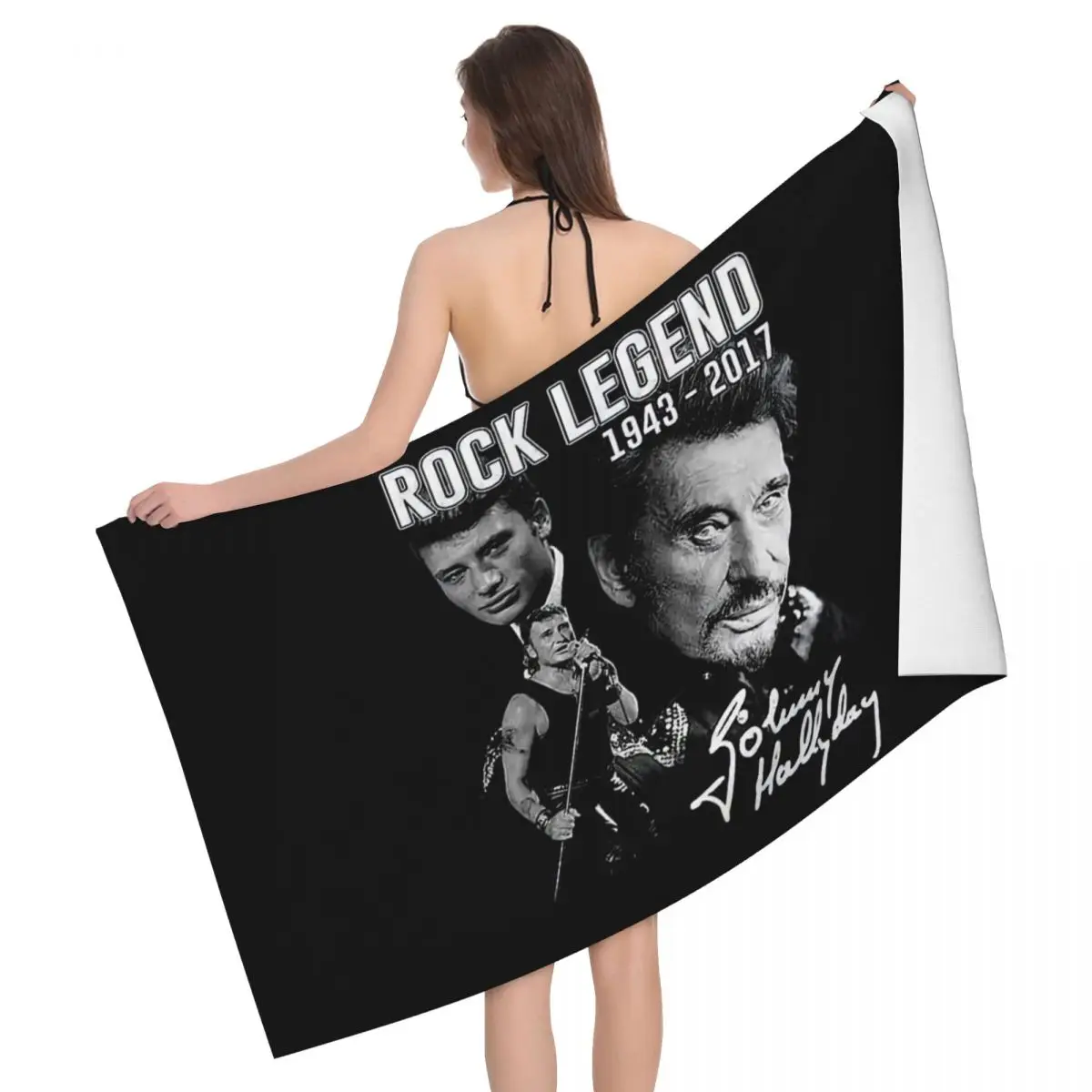 

Retro Rock Johnny Hallyday Super Soft Microfiber Bath Beach Towel Quick Drying French France Singer Shower Pool Towels