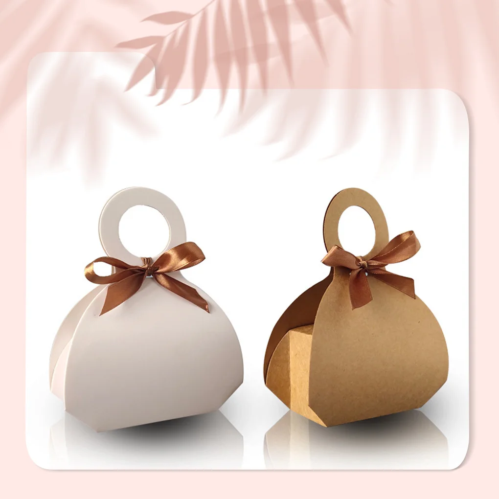 Es Biscuit Round Handle Candy Bag Birthday Chocolate Party Favors Shower Packaging Bags White