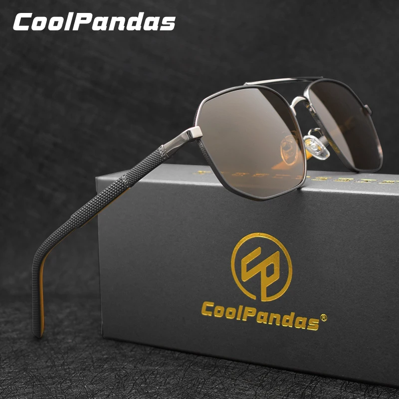 Мужские шестигранные солнцезащитные очки CoolPandas, черные поляризационные солнцезащитные очки в стиле ретро, для вождения, уличные солнечные очки с защитой UV400, 2022