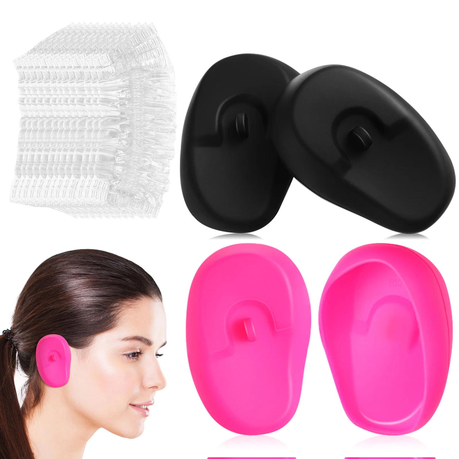 

2 Pairs Ear Protectors Cover Muffs Hair Dye Covers Shower Cap For Hairdressing Disposable Protective Earmuffs