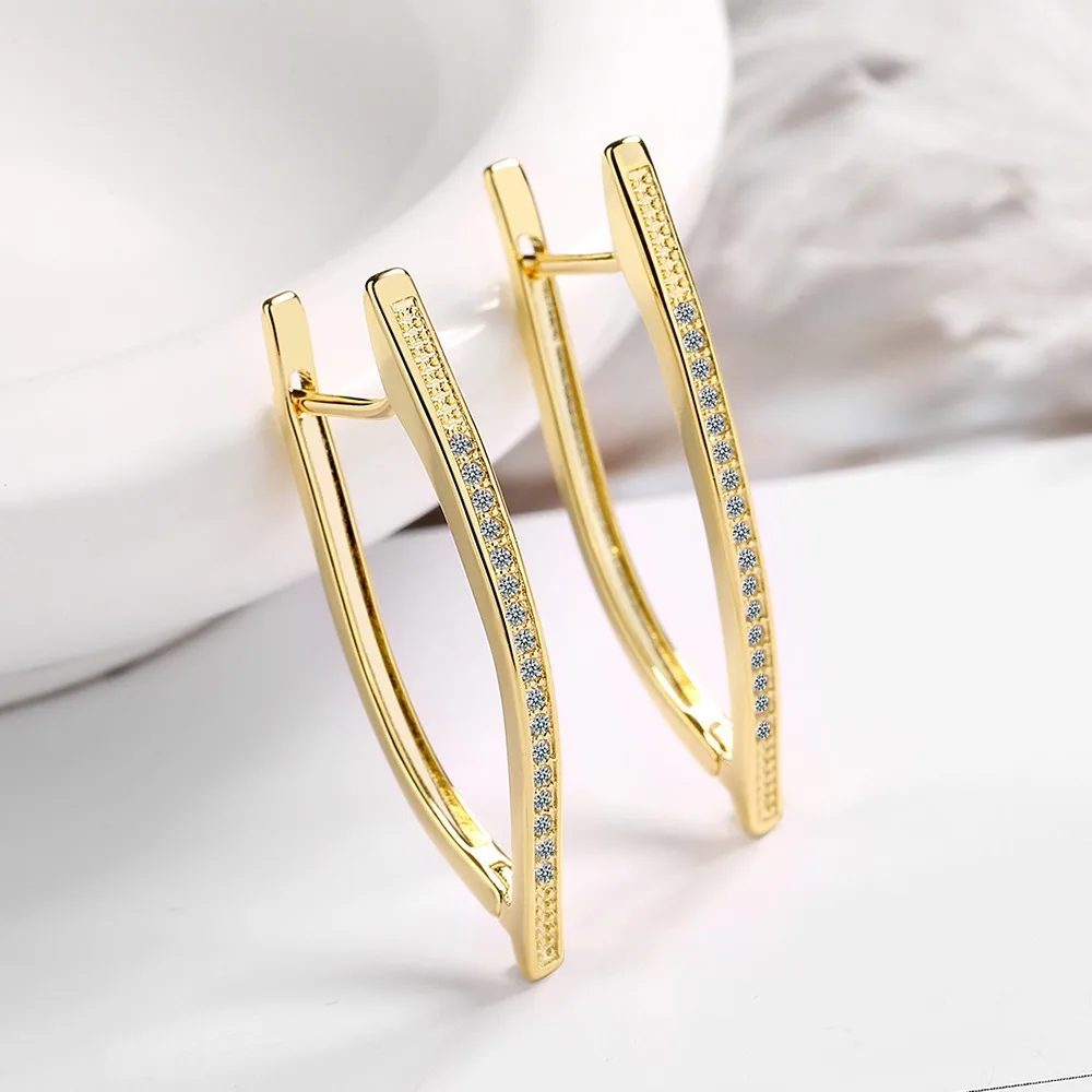 18k Earring Real Gold Stud Earring Original Diamond Jewelry Gemstone Orecchini Bohemia Aros Mujer Oreja 18 K Yellow Gold Earring