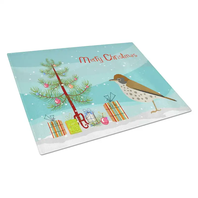 

Treasures CK4493LCB Thrush Merry Christmas Glass Cutting Board Large, 12H x 16W, multicolor