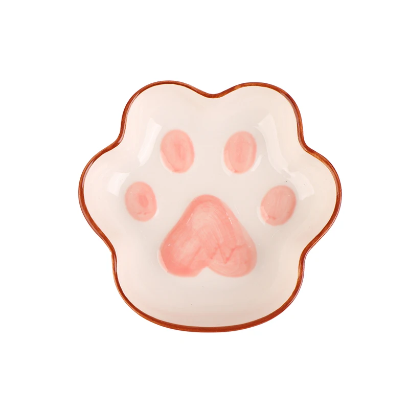 1 шт. керамическая тарелка в виде кошачьей лапы