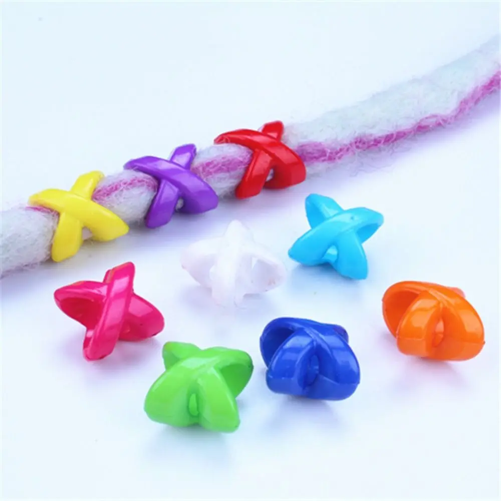 

30pcs/set Colorful Big Hole Dreadlock Bead Plastic Charms Hair Braid Tubes X-shape Hip-hop Braided Loose Beads Women/Girl/Kids