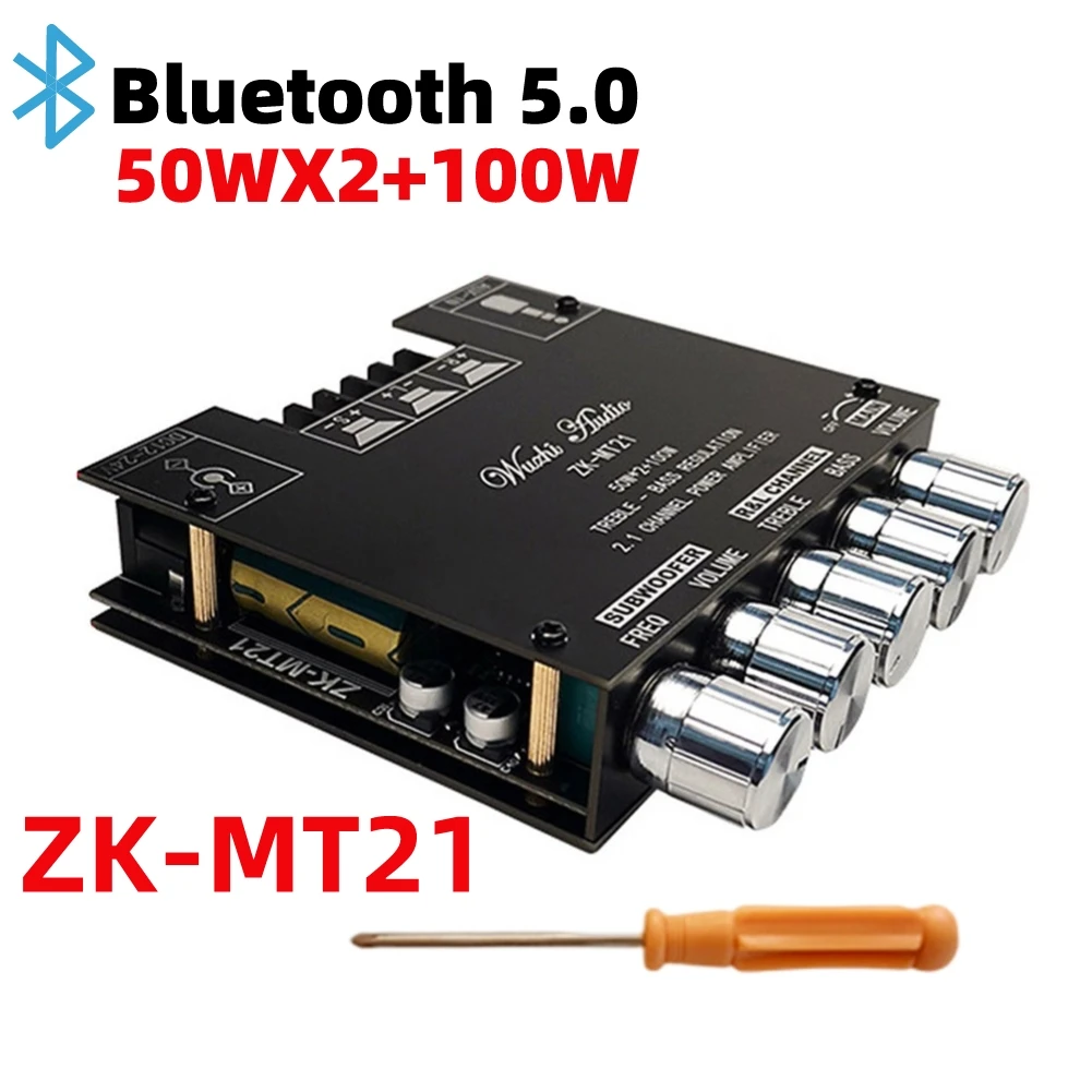 

ZK-MT21 2x50W + 100W 2,1 Channel BT5.0 AUX Плата усилителя сабвуфера