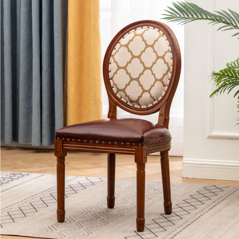 S Retro Home Solid Wood Back Chair Nordic Creative Restaurant High-end French Dining Chair