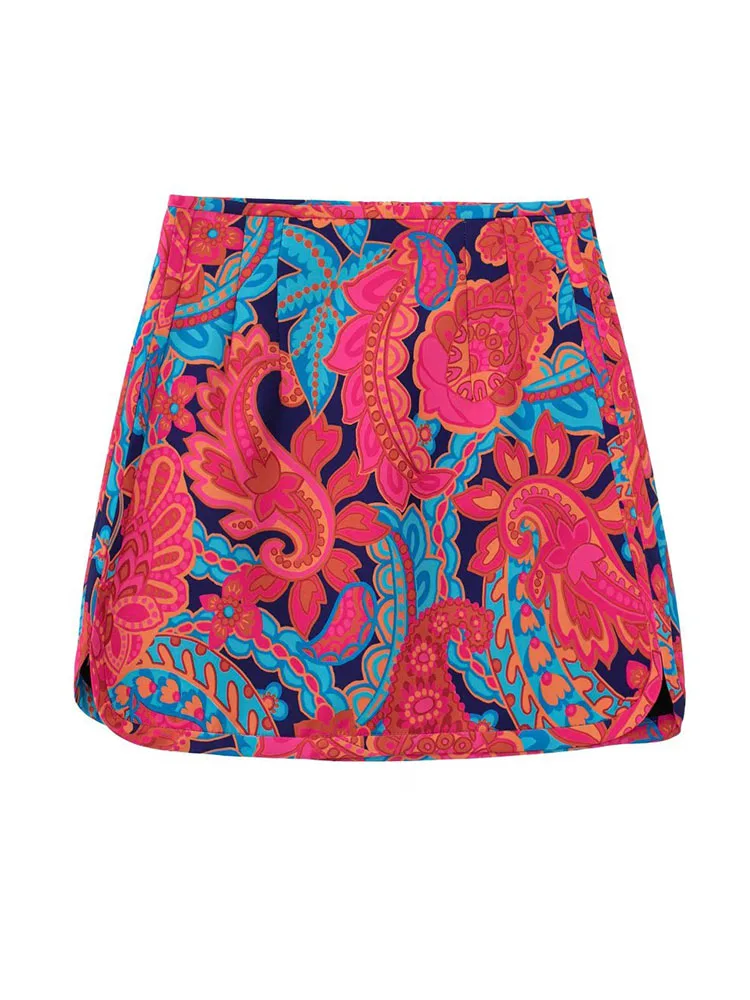 

Женская винтажная мини-юбка с высокой талией и принтом